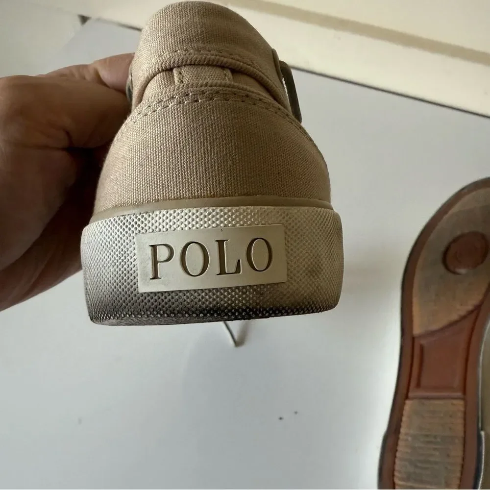 Polo Ralph Lauren Lander P Boat Shoes Mens Canvas Casual Gray Preppy Beach 8.5